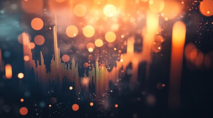 Poster - Abstract glowing financial chart with bokeh lights.