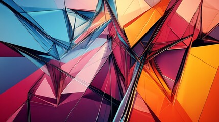 Poster - Abstract depiction of business valuation interconnected geometric forms representing assets market performance