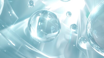 Poster - A digital abstract medical-themed backdrop with transparent molecules and smooth gradient hues of blue and white.