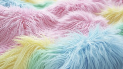  Pastel fur Soft textures in pink, yellow, blue, & green create a fluffy, calming surface