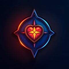 Poster - Glowing Compass Heart Icon Symbolizing Empathy and Guidance in Social Work and Support
