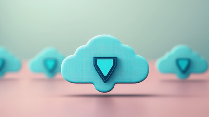 Poster - Cloud computing icon with shield symbol, representing security and protection