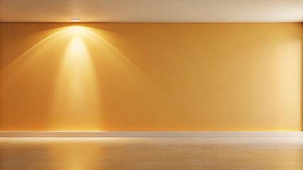 Aufkleber - A Spotlit Empty Room with a Yellow Wall and a Concrete Floor
