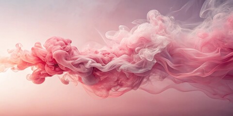 Poster - Abstract Swirling Pink and White Smoke in a Light Gradient Background