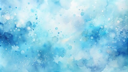Aufkleber - Abstract Watercolor Background with Light Blue and White Hues and Randomly Scattered Splashes and Dots