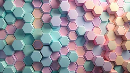 Aufkleber - a geometric pattern of pastel hexagons arranged in a honeycomb structure, creating a visually appeal