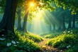 © Naksit - Magical sunlight filtering through lush greenery in tranquil forest setting, lush, forest, scenic
