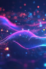 Poster - Abstract Digital Background with Colorful Data Visualization Waves