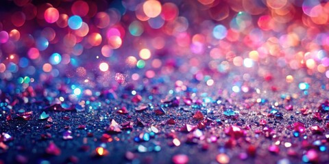 Aufkleber - A shimmering background of vibrant bokeh and scattered iridescent glitter, creating a festive and celebratory ambiance.