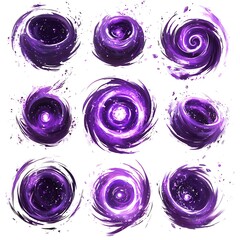Poster - Magical Purple Energy Swirls Sprite Sheet for Creative Projects