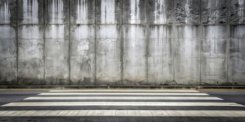Poster - A weathered concrete wall with a crosswalk in front of it, suggesting an urban environment.