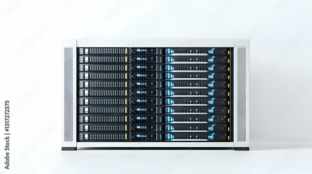 Modern Server Rack With Blinking LED Lights and Intricate Side Panels ...