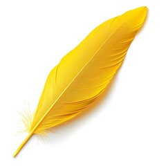 Poster - Yellow Feather Isolated on White Background in Clipart Style