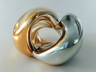 Poster - Abstract Liquid Forms in Metallic Colors Displaying Glossy Surfaces