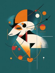 Poster - Abstract Artwork Featuring Shapes and Lines Forming an Animal