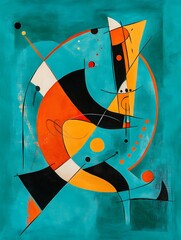 Poster - Abstract Composition with Shapes and Lines Representing Animal Forms
