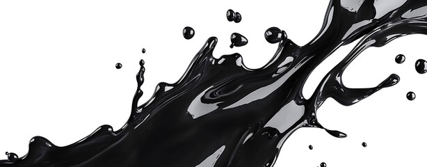 Poster - 3D Black Ink Splash Isolated on White Background for Design Use