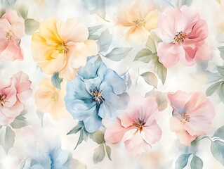 Poster - Beautiful Pastel Floral Watercolor Pattern for Elegant Designs