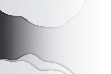 Poster - Abstract grayscale paper cut waves background.