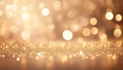 Wall Mural - dreamy champagne gold bokeh background with softly blurred glowing lights background