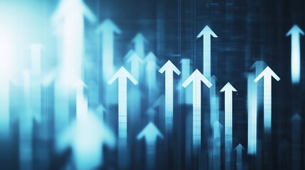 Poster - Abstract rendering of business valuation highlighting dynamic arrows symbolic forms asset assessment and market performance