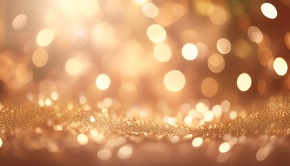 Wall Mural - dreamy champagne gold bokeh background with softly blurred glowing lights background