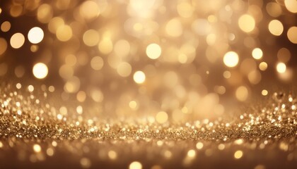 Wall Mural - dreamy champagne gold bokeh background with softly blurred glowing lights background