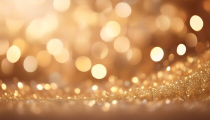 Wall Mural - dreamy champagne gold bokeh background with softly blurred glowing lights background