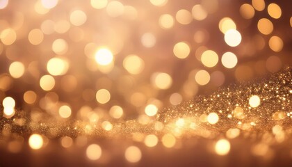 Wall Mural - dreamy champagne gold bokeh background with softly blurred glowing lights background