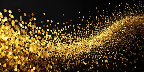 Poster - A shimmering wave of gold, cascading like liquid light against a backdrop of deep, velvety black.
