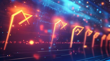 Poster - Abstract rendering of product reviews symbolic arrows dynamic patterns representing transparency and feedback