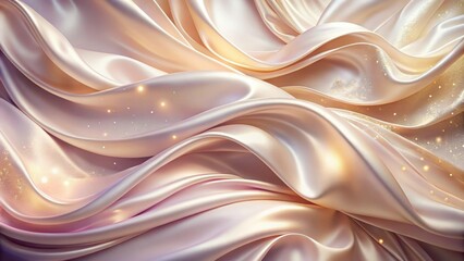 Aufkleber - A Smooth, Luxurious Drape of Soft Satin Fabric with a Glimmering Golden Texture, Shimmering Light Reflecting Off the Surface