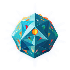 Poster - A vibrant geometric polyhedron with multiple colorful facets and a glowing halo effect against a soft backdrop