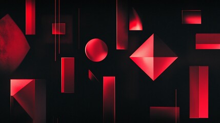 Poster - abstract red geometric shapes dark background minimalist modern art design digital illustration