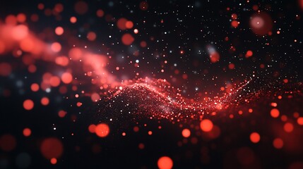 Wall Mural - Abstract Red Particle Wave: Glowing Nebula of Cosmic Dust and Energy
