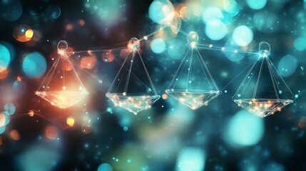 Poster - Abstract visualization of business ethic interconnected shape symbolic scale representing transparency integrity