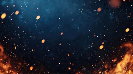 Poster - Glowing Fire Particles Against Dark Cinematic Background for Dramatic Effects and Mood