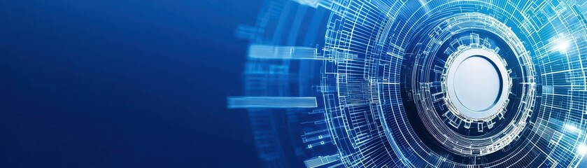 Poster - Industrial Futuristic Blueprint Style Background with Abstract High-Tech Elements and Circles