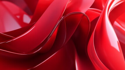Poster - Abstract Red Swirls: A Symphony of Curves and Glossy Reflections