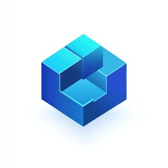 Poster - Abstract blue cube design, isometric view.