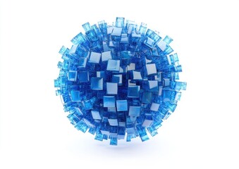 Poster - Abstract blue cube sphere. (1)