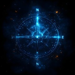 Poster - Glowing Compass Icon Symbolizing Leadership Nurtured by Education Concept