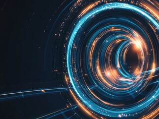 Fototapete - Abstract swirling rings of light, digital art