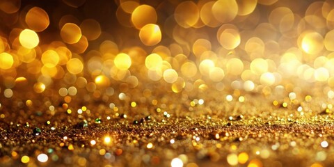 Poster - Golden Glitter Background with Blurred Lights and Shimmering Texture