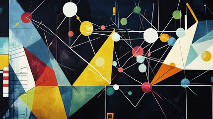 Aufkleber - Artistic depiction of market risk showcasing interconnected geometric form symbolizing volatility market protection strategies