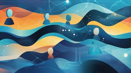 Leinwandbilder - Artistic depiction of stakeholder management featuring flowing geometric form representing collaboration accountability