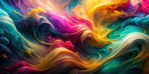 Aufkleber - Abstract Swirling Colors A Symphony of Golden, Teal, Magenta, and Purple Hues
