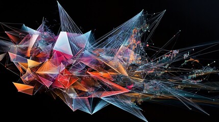 Fototapete - Artistic visualization of macroeconomics highlighting interconnected geometric form global economic trends