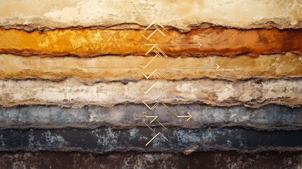 Fototapete - Artistic visualization of pricing strategy featuring layered texture symbolic arrow representing value determination