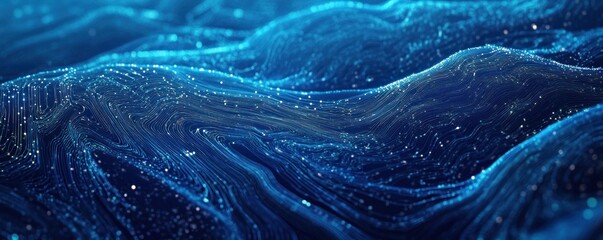 Poster - Abstract blue digital wave background.